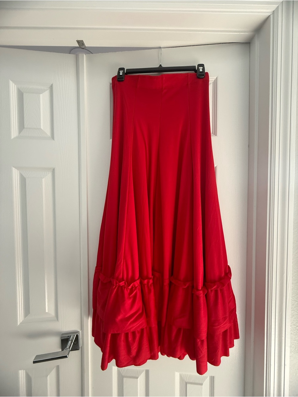 Red Women's Full-Length Flamenco Skirt